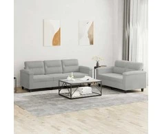 Sofa Sofos komplektas su pagalvėlėmis, 2 dalių, pilkas, audinys