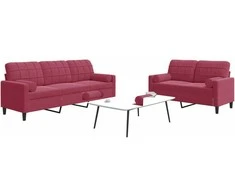 Sofa Sofos komplektas su pagalvėlėmis, 2 dalių, vyno, aksomas