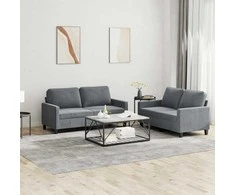 Sofa Sofos komplektas su pagalvėlėmis, 2 dalių, pilkas, aksomas