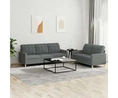 Sofa Sofos komplektas su pagalvėlėmis, 2 dalių, pilkas, audinys