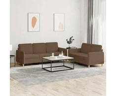 Sofa Sofos komplektas su pagalvėlėmis, 2 dalių, rudas, audinys