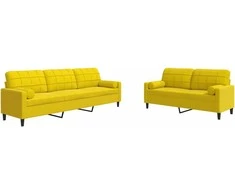 Sofa Sofos komplektas su pagalvėlėmis, 2 dalių, geltonas, aksomas