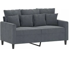 Sofa Sofos komplektas su pagalvėlėmis, 2 dalių, pilkas, aksomas