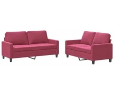 Sofa Sofos komplektas su pagalvėlėmis, 2 dalių, vyno, aksomas