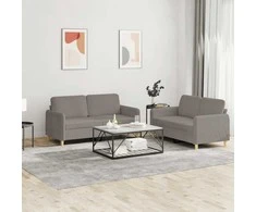 Sofa Sofos komplektas su pagalvėlėmis, 2 dalių, taupe, audinys