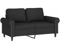 Sofa Sofos komplektas su pagalvėlėmis, 2 dalių, juodas, aksomas