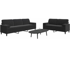 Sofa Sofos komplektas su pagalvėlėmis, 2 dalių, juodas, aksomas