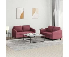 Sofa Sofos komplektas su pagalvėlėmis, 2 dalių, vyno, audinys