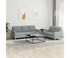 Sofa Sofos komplektas su pagalvėlėmis, 2 dalių, pilkas, audinys