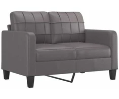 Sofa Sofos komplektas su pagalvėlėmis, 2 dalių, pilkas, dirbtinė oda