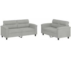 Sofa Sofos komplektas su pagalvėlėmis, 2 dalių, pilkas, audinys
