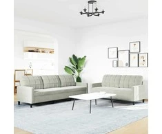 Sofa Sofos komplektas su pagalvėlėmis, 2 dalių, pilkas, aksomas