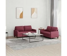 Sofa Sofos komplektas su pagalvėlėmis, 2 dalių, vyno, audinys