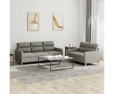 Sofa Sofos komplektas su pagalvėlėmis, 2 dalių, taupe, audinys