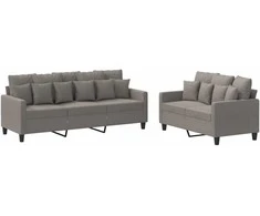 Sofa Sofos komplektas su pagalvėlėmis, 2 dalių, taupe, audinys