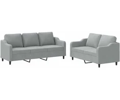 Sofa Sofos komplektas su pagalvėlėmis, 2 dalių, pilkas, audinys
