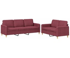 Sofa Sofos komplektas su pagalvėlėmis, 2 dalių, vyno, audinys