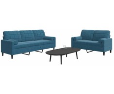 Sofa Sofos komplektas su pagalvėlėmis, 2 dalių, mėlynas, aksomas