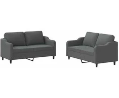 Sofa Sofos komplektas su pagalvėlėmis, 2 dalių, pilkas, audinys