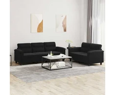 Sofa Sofos komplektas su pagalvėlėmis, 2 dalių, juodas, audinys