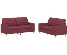 Sofa Sofos komplektas su pagalvėlėmis, 2 dalių, vyno, audinys