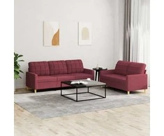 Sofa Sofos komplektas su pagalvėlėmis, 2 dalių, vyno, audinys