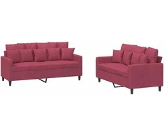 Sofa Sofos komplektas su pagalvėlėmis, 2 dalių, vyno, aksomas