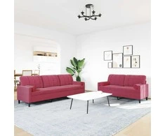 Sofa Sofos komplektas su pagalvėlėmis, 2 dalių, vyno, aksomas