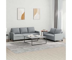Sofa Sofos komplektas su pagalvėlėmis, 2 dalių, pilkas, audinys