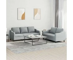 Sofa Sofos komplektas su pagalvėlėmis, 2 dalių, pilkas, audinys