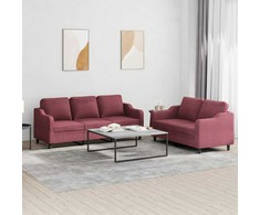 Sofa Sofos komplektas su pagalvėlėmis, 2 dalių, vyno, audinys