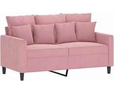 Sofa Sofos komplektas su pagalvėlėmis, 2 dalių, rožinis, aksomas