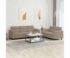 Sofa Sofos komplektas su pagalvėlėmis, 2 dalių, taupe, audinys