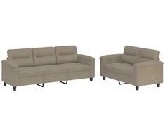 Sofa Sofos komplektas su pagalvėlėmis, 2 dalių, taupe, audinys