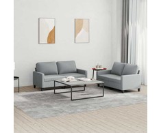 Sofa Sofos komplektas su pagalvėlėmis, 2 dalių, pilkas, audinys