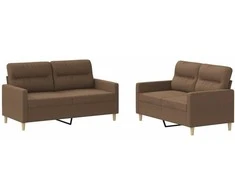 Sofa Sofos komplektas su pagalvėlėmis, 2 dalių, rudas, audinys