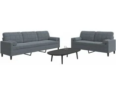 Sofa Sofos komplektas su pagalvėlėmis, 2 dalių, pilkas, aksomas