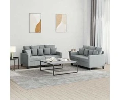 Sofa Sofos komplektas su pagalvėlėmis, 2 dalių, pilkas, audinys