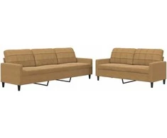 Sofa Sofos komplektas su pagalvėlėmis, 2 dalių, rudas, aksomas