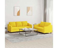 Sofa Sofos komplektas su pagalvėlėmis, 2 dalių, geltonas, audinys