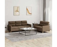 Sofa Sofos komplektas su pagalvėlėmis, 2 dalių, rudas, audinys