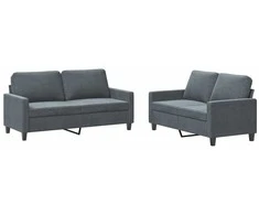 Sofa Sofos komplektas su pagalvėlėmis, 2 dalių, pilkas, aksomas