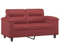 Sofa Sofos komplektas su pagalvėlėmis, 2 dalių, vyno, dirbtinė oda