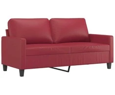 Sofa Sofos komplektas su pagalvėlėmis, 2 dalių, vyno, dirbtinė oda