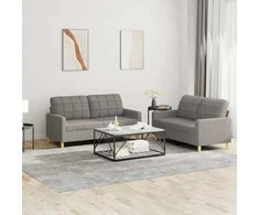 Sofa Sofos komplektas su pagalvėlėmis, 2 dalių, taupe, audinys