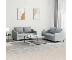 Sofa Sofos komplektas su pagalvėlėmis, 2 dalių, pilkas, audinys