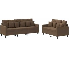 Sofa Sofos komplektas su pagalvėlėmis, 2 dalių, rudas, audinys