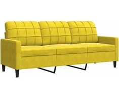 Sofa Sofos komplektas su pagalvėlėmis, 2 dalių, geltonas, aksomas