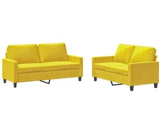 Sofa Sofos komplektas su pagalvėlėmis, 2 dalių, geltonas, aksomas