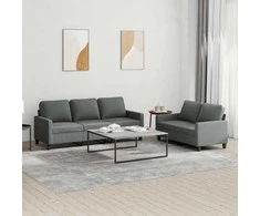 Sofa Sofos komplektas su pagalvėlėmis, 2 dalių, pilkas, audinys